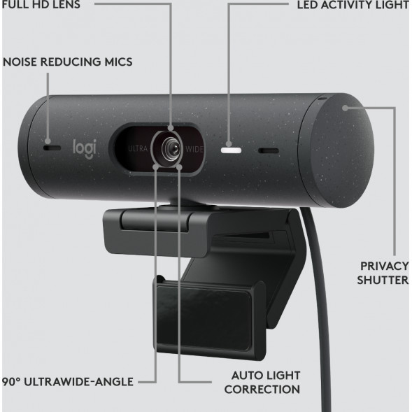 Веб-камера Logitech Brio 500, чёрный в Грозном