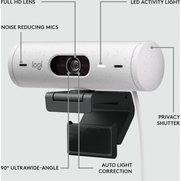 Веб-камера Logitech Brio 500, белый в Грозном