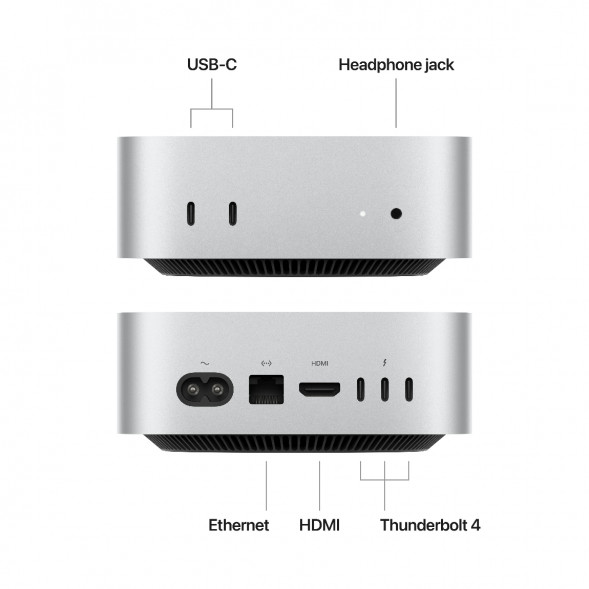 Компьютер Apple Mac mini M4 2024 (MU9D3) (10 Core GPU, 16ГБ, 256ГБ SSD, Apple, macOS), серебристый в Грозном