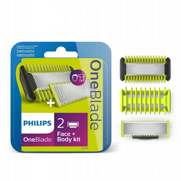 Сменные лезвия Philips OneBlade 2 шт. + 1 шт. Body kit QP620/50 в Грозном